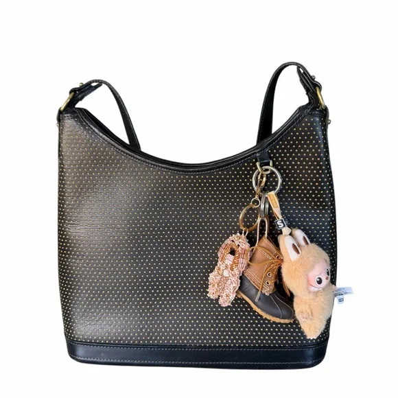 Dooney & Bourke Vintage Cabrio Perforated Polka Dot Leather Hobo Shoulder Bag - Picture 11 of 11